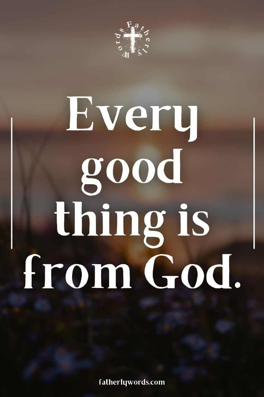 Quote: good things Every good thing is from God.